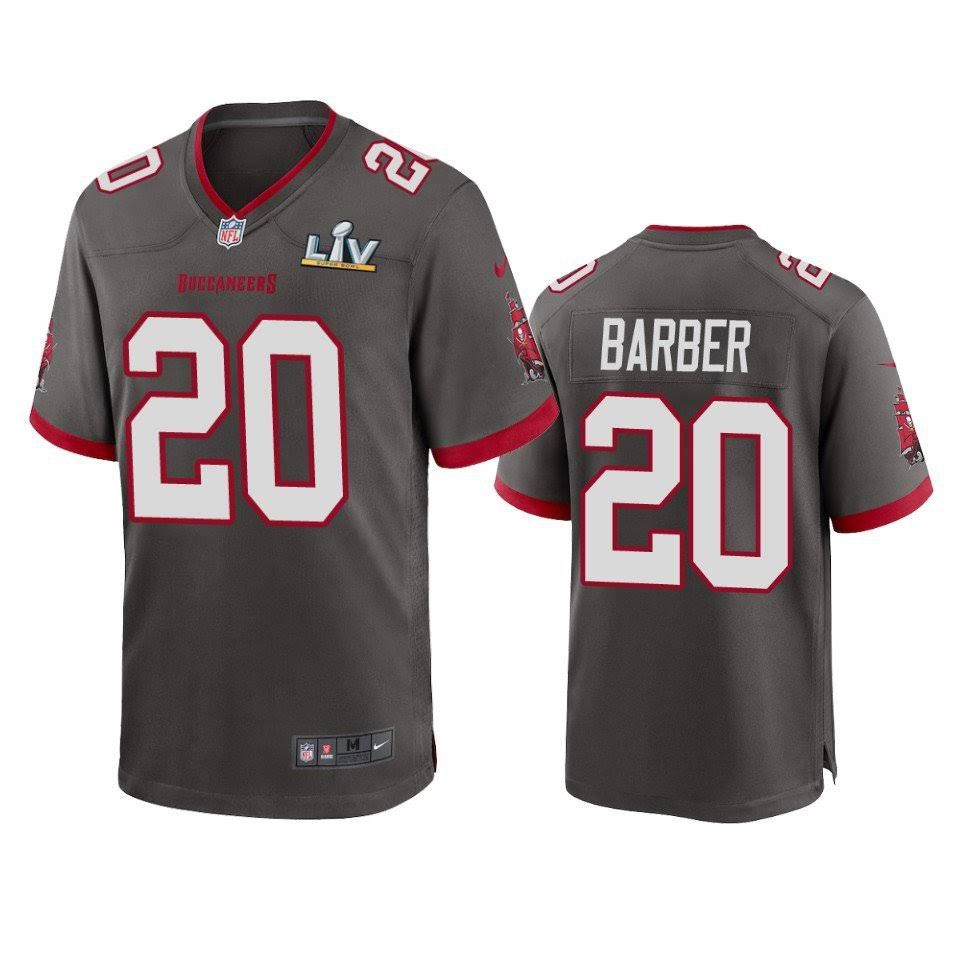 Men Tampa Bay Buccaneers 20 Ronde Barber Nike Grey Super Bowl LV Game NFL Jersey